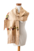 Cotton shawl, 'Kind Beige' - Floral Embroidered Beige Cotton Shawl with Fringes