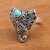 Sterling silver cocktail ring, 'Elephant Eyes' - Magnesite Elephant Cocktail Ring from Bali