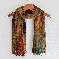 Rayon chenille scarf, 'Summer Dreamer' - Fair Trade Rayon Chenille Scarf