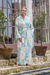 Cotton robe, 'Sweet Dreams' - Cotton Robe with Printed Floral Motifs and Aquamarine Piping