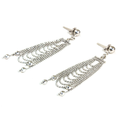 Sterling silver chandelier earrings, 'Silver Gowns' - Original Sterling Silver Chandelier Earrings from Thailand