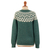 100% alpaca sweater, 'Jade Geometry' - Jade and Ivory 100% Alpaca Pullover Sweater from Peru