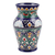 Glazed ceramic vase, 'Rishtan Heritage' - Uzbekistan Blue and Green Glazed Ceramic Bouquet Vase