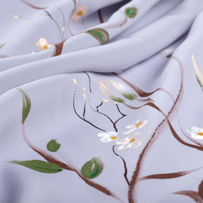 Hand-painted silk scarf, 'Lavender Nature' - Hand-Painted Floral Soft Lavender Silk Scarf from Armenia