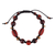 Tiger's eye and jasper beaded bracelet, 'Weaving Bravery' - Tiger's Eye and Jasper Black Waxed Nylon Macrame Bracelet