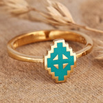 Gold-plated cocktail ring, 'Vishap Spirit' - Painted Turquoise 18k Gold-Plated Vishap Cocktail Ring