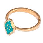 Gold-plated cocktail ring, 'Vishap Spirit' - Painted Turquoise 18k Gold-Plated Vishap Cocktail Ring