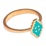Gold-plated cocktail ring, 'Vishap Spirit' - Painted Turquoise 18k Gold-Plated Vishap Cocktail Ring