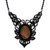 Macrame unakite pendant necklace, 'Wild Dream in Orange' - Macrame Unakite and Brass Statement Necklace