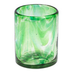 Handblown recycled glass carafe and glass set, 'Delicate Green' (pair) - Green Handblown Recycled Glass Carafe and Cup Set (Pair)