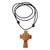 Leather cord pendant necklace, 'Cross of Two Worlds' - Leather Cord Pendant Necklace with Celtic Cross