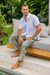 Men's cotton blend shirt, 'Casual Day in White' - Men's Short Sleeve Cotton Blend Shirt in White from India