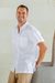 Men's cotton blend shirt, 'Casual Day in White' - Men's Short Sleeve Cotton Blend Shirt in White from India
