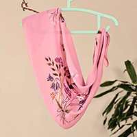 Hand-painted silk scarf, 'Primaveral Tenderness' - Floral Hand-Painted 100% Silk Scarf in a Pink Base Hue