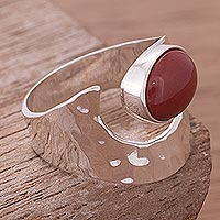 Jasper cocktail ring, 'Ideal Harmony' - Jasper and Hammered Silver 925 Cocktail Ring