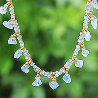 Aquamarine beaded necklace, 'Wonderful Light Blue'