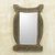 Wood wall mirror, 'Odo Hemaa Queen' - Handcrafted Antiqued Sese Wood Wall Mirror from Ghana