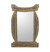 Wood wall mirror, 'Odo Hemaa Queen' - Handcrafted Antiqued Sese Wood Wall Mirror from Ghana