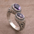 Amethyst wrap ring, 'Dreamy Gaze' - Amethyst Purple Gem on 925 Sterling Silver Wrap Ring