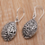 Sterling silver dangle earrings, 'Verdant Seeds' - Leaf Pattern Sterling Silver Dangle Earrings from Bali