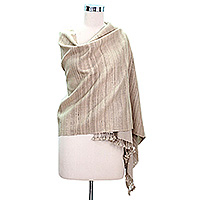 Silk and wool blend shawl, 'Meditation' - Silk and wool blend shawl