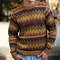 Alpaca men's sweater, 'Mountaineer' - Men's Alpaca Blend Pullover Sweater