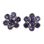 Iolite earrings, 'Cornflowers' - Floral Sterling Silver Button Iolite Earrings from India