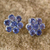 Iolite earrings, 'Cornflowers' - Floral Sterling Silver Button Iolite Earrings from India