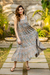 Cotton tiered sundress, 'Subtle Floral' - Spring-Themed Sleeveless Azure and Sand Cotton Maxi Dress