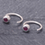 Ruby half-hoop earrings, 'Back to Front' - Petite Thai Sterling Silver Half Hoop Earrings with Ruby