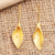 Gold-plated drop earrings, 'Anthurium Flower' - Handcrafted Gold-Plated Floral Drop Earrings