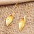 Gold-plated drop earrings, 'Anthurium Flower' - Handcrafted Gold-Plated Floral Drop Earrings