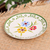 Ceramic luncheon plate, 'Primrose Path in Green' - Floral Ceramic Plate from Thailand