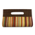 Palm leaf accent cotton clutch, 'Jungle colours' - Striped Cotton and Palm Leaf Clutch from Brazil