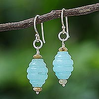 Jasper and quartz dangle earrings, Icy Morning