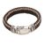 Men's sterling silver and leather braided bracelet, 'Two Brothers' - Men's Sterling Silver and Leather Braided Bracelet from Bali