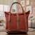 Leather-accented shoulder bag, 'Fancy Miss in Crimson' - Leather-Accented Shoulder Bag in Crimson