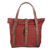 Leather-accented shoulder bag, 'Fancy Miss in Crimson' - Leather-Accented Shoulder Bag in Crimson