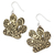 Brass dangle earrings, 'Noble Paisley Paws' - Brass Paw Dangle Earrings with Embossed Paisley Motifs