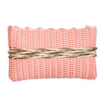 Upcycled cosmetic bag, 'Peachy Keen' - Hand-Woven Recycled Vinyl Cord Cosmetic Bag in Peach Hue