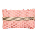 Upcycled cosmetic bag, 'Peachy Keen' - Hand-Woven Recycled Vinyl Cord Cosmetic Bag in Peach Hue