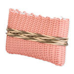 Upcycled cosmetic bag, 'Peachy Keen' - Hand-Woven Recycled Vinyl Cord Cosmetic Bag in Peach Hue