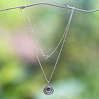 Peridot pendant necklace, 'Empire's Fortune' - Sterling Silver Pendant Necklace with Natural Peridot Gems