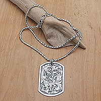 Sterling silver pendant necklace, Blooming Victory