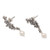 Cultured pearl dangle earrings, 'Winter Plumeria' - Sterling Silver Floral Dangle Earrings with Cultured Pearls