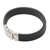 Men's leather and sterling silver wristband bracelet, 'Adaptation' - Black Leather and Sterling Silver Men's Bracelet