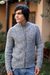 Men's 100% alpaca jacket, 'Cloudfall' - Men's Alpaca Wool Zip Cardigan Sweater from Peru