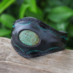 Men's leather and howlite cuff bracelet, 'Magnificence' - Men's Leather Cuff Bracelet Accented with Howlite Stone