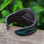 Men's leather and howlite cuff bracelet, 'Magnificence' - Men's Leather Cuff Bracelet Accented with Howlite Stone