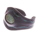 Men's leather and howlite cuff bracelet, 'Magnificence' - Men's Leather Cuff Bracelet Accented with Howlite Stone